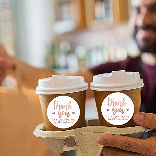 Thank You For Supporting My Small Business Stickers, Gracias pegatinas de lámina de rosa oro | 3,8cm | 500 pegatinas de regalo, suministros y etiquetas de correo para pequeñas empresas