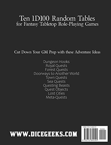 The Book of Random Tables: Quests: Adventure Ideas for Fantasy Tabletop Role-Playing Games (The Books of Random Tables)