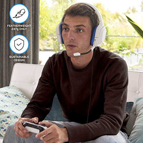THE G-LAB Korp COBALT Auriculares Gaming - Auriculares estéreo, Ultra Ligero, Auriculares con Micrófono, Jack de 3.5 mm para PC, PS4, Xbox One, Mac, Tablet PC, Switch, Smartphone (Blanco)