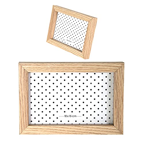 The Home Deco Factory - Marcos de Fotos, Madera + PVC, Negro/Blanco/Marrón, 22,2 x 2 x 27,3 cm, Juego de 8