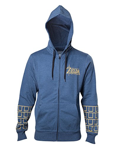 The Legend of Zelda Breath Of The Wild - Gold Game Logo Sudadera capucha con cremallera Azul jaspe L