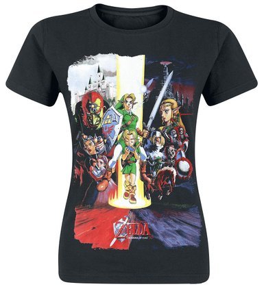 The Legend of Zelda Nintendo Legend Zelda Women's Ocarina of Time Cast Print T-Shirt Camiseta, Negro, S para Mujer