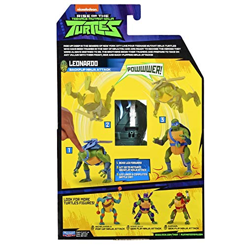 The Rise of The Teenage Mutant Ninja Turtles - Figuras de acción de Ataque Ninja de Lujo - Leonardo Backflip Attack