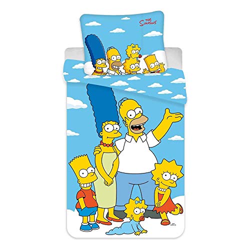 The Simpsons Family Clouds - Juego de funda nórdica (100% algodón), color azul