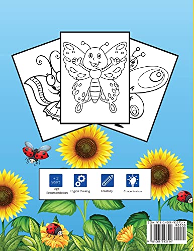 The Wonderfull World of Butterflies: Activity Book for Children, over 45 Coloring Designs, Ages 2-4, 4-8. Easy, Large picture for coloring with butterfly designs. Great Gift for Boys & Girls