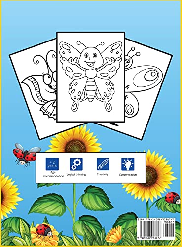 The Wonderfull World of Butterflies: Activity Book for Children, over 45 Coloring Designs, Ages 2-4, 4-8. Easy, Large picture for coloring with butterfly designs. Great Gift for Boys & Girls