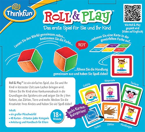 Think Fun 76479 Roll & Play El Primer Juego, fantástico Dados de Peluche con Diferentes acciones para ti y tu Hijo a Partir de 18 Meses