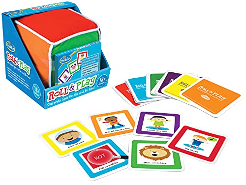 Think Fun 76479 Roll & Play El Primer Juego, fantástico Dados de Peluche con Diferentes acciones para ti y tu Hijo a Partir de 18 Meses