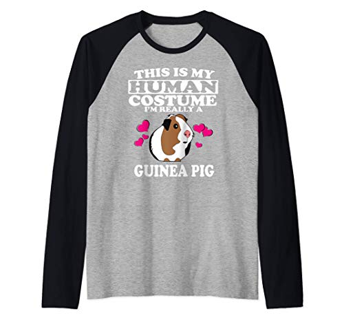 This Is My Human Costume I'm Really A Guinea Pig Camiseta Manga Raglan