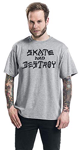 THRASHER Skate and Destroy Camiseta, Unisex Adulto, Gray, XL