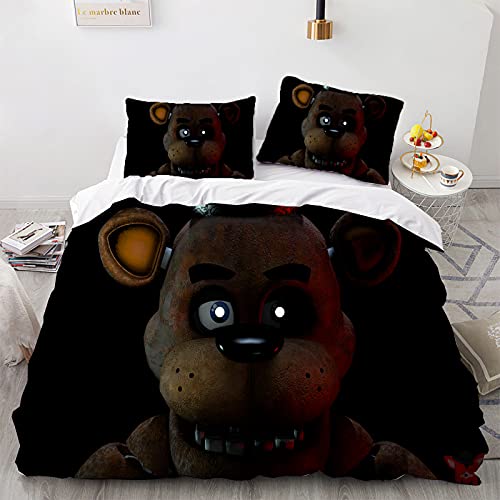 THTSSRC Five Nights at Freddy's Juego de ropa de cama, impresión digital 3D, funda nórdica de 135 x 200 cm (F7,140 x 210 cm + 80 x 80 cm x 2)