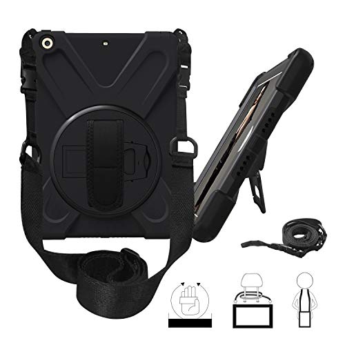 TianTa Funda para iPad Mini 1 2 3, Carcasa Antigolpes con con Soporte 360° Rotativo Asa de Mano Correa de Hombro para 7.9" Apple iPad Mini, Mini 2, Mini 3, Negro