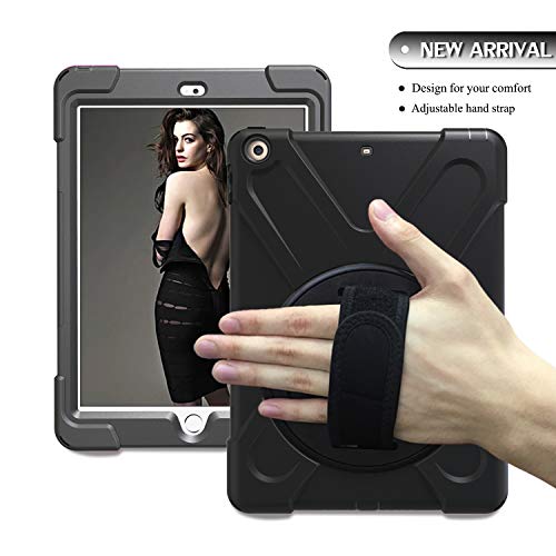 TianTa Funda para iPad Mini 1 2 3, Carcasa Antigolpes con con Soporte 360° Rotativo Asa de Mano Correa de Hombro para 7.9" Apple iPad Mini, Mini 2, Mini 3, Negro