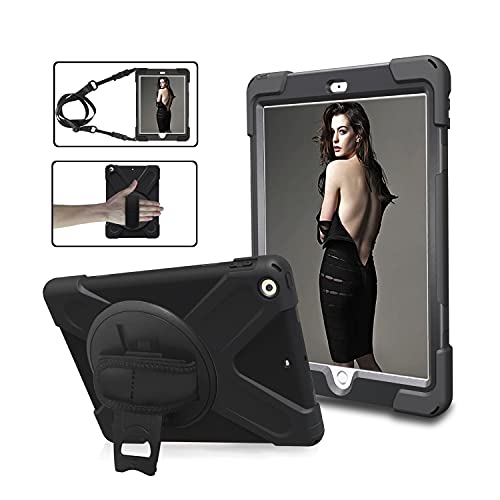 TianTa Funda para iPad Mini 1 2 3, Carcasa Antigolpes con con Soporte 360° Rotativo Asa de Mano Correa de Hombro para 7.9" Apple iPad Mini, Mini 2, Mini 3, Negro