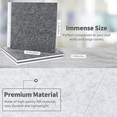 Tikea Tablón de Anuncios de Fieltro Tablero Cuadrado de Notas Autoadhesivo con 35 Pasadores de Empuje para de Habitación Oficina salón de clases 30 cm x 30 cm,3 Grises y 3 Grises claros
