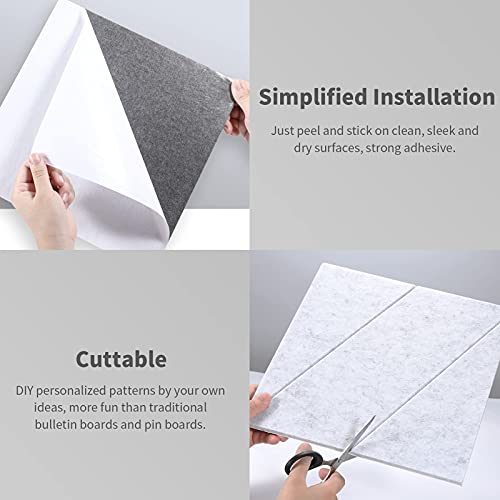 Tikea Tablón de Anuncios de Fieltro Tablero Cuadrado de Notas Autoadhesivo con 35 Pasadores de Empuje para de Habitación Oficina salón de clases 30 cm x 30 cm,3 Grises y 3 Grises claros