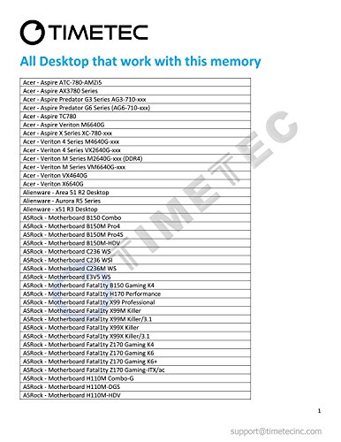 Timetec Hynix IC 16GB DDR4 2133MHz PC4-17000 Unbuffered Non-ECC 1.2V CL15 2Rx8 Dual Rank 288 Pin UDIMM Pc sobremesa Memoria principal Module Upgrade (16GB)