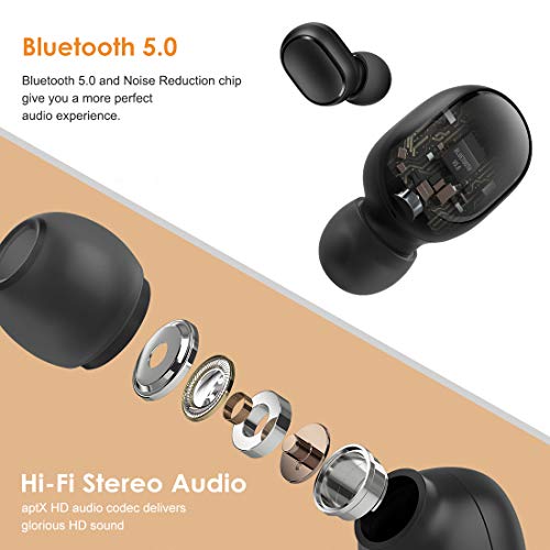 Timoom Xiaomi Redmi Airdots 2, Bluetooth 5.0 Auriculares Inalámbricos, Wireless Earbuds, Auriculares Estéreos Manos Libres con Micrófono, Impermeable IPX4, Estuche de Carga Magnét