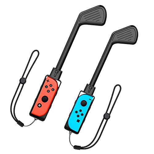 TiMOVO 2PZS Accesorios Palos de Golf Mario Compatible con Nintendo Switch Mario Golf: Super Rush, Controlador de Juego para Switch, Clubes de Golf de Movimiento con Mango Ergonómico - Negro