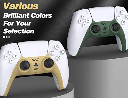 TiMOVO Funda Decorativa y Gorras para Controlador de PS5, Carcasa de ABS Duradera Ornamental para Agarre Resistente al Sudor Rasguño Choque Cubierta para Mando de Playstation 5, Amarillo