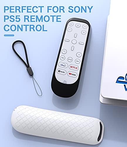 TiMOVO Fundas de Silicona para Mando a Distancia PS5, 2 PZS Protectores Antideslizantes Resistentes a Golpes Suciedad con Correas de Mano Cubierta para Control Remoto Playstation 5, Negro + Blanco