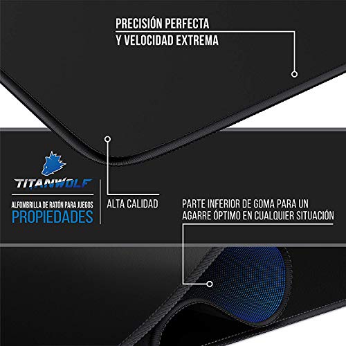 TITANWOLF - Alfombrilla de Ratón de Gran Tamaño 1200x600mm - Mouse Pad Gaming XXXL - para Precisión y Velocidad en Juegos - Antideslizante - Superficie de Tejido - para Teclado de PC y portátil