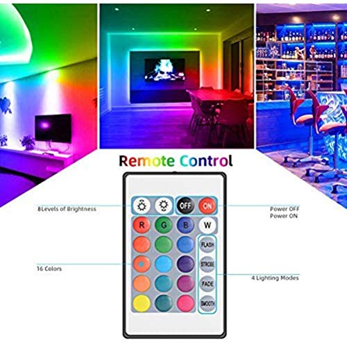 Tixiyu - Tira de luces LED RGB de 0,5 m, USB, 16 colores cambiantes, mando a distancia con 24 teclas