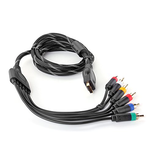 TNP Cable AV Componente para PS2 PS3 Playstation 3 Cable de Audio y Video Alta Resolución HDTV EDTV 1080i/720p (6 pies) Color Negro