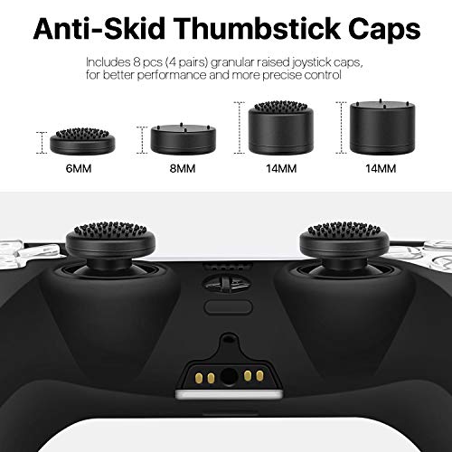 TNP Controller Case for PS5 Silicone Controller Skin Dualsense Cover + 8 Pro Thumb Grips Set Sony Playstation 5 Skins Accessories Black with Ergonomic Textured Grip