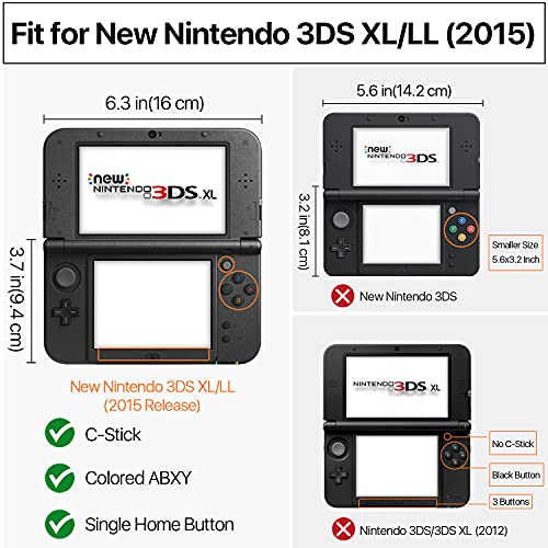 TNP Funda de Cristal Transparente Protector de Nuevo Nintendo 3DS XL LL Versión 2015 Nuevo Diseño Sin Bisagras Material Plástico Liviano y Duradero Arañazos-Resistente Instalación Fácil