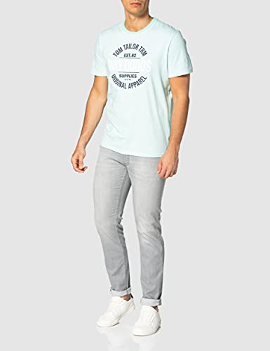 Tom Tailor 1025985 Print Camiseta, 26721 Lucite Green Fine Stripe - Juego de Mesa de Juguete, S para Hombre