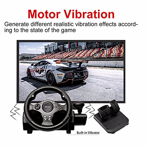 TONG Volante De Carreras De PC, Volante De Juego, Unidad De 270 ° con Engranajes Y Pedales De Respuesta, Adecuado para PS3, PS4, Interruptor, Xbox, Juego De Conducir Android Game