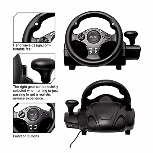 TONG Volante De Carreras De PC, Volante De Juego, Unidad De 270 ° con Engranajes Y Pedales De Respuesta, Adecuado para PS3, PS4, Interruptor, Xbox, Juego De Conducir Android Game