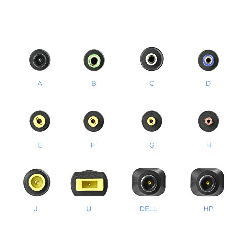 TooQ TQLC-90BS02M - Cargador Universal de 90 W para Ordenador portátil, Salida USB para Cargar Dispositivos, Incluye 12 Conectores Intercambiables DC Multitensión, (100-240V), Color Negro