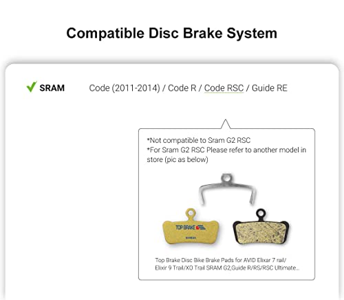 Top Brake Pastillas de Freno de Disco Bicicleta para AVID SRAM Code R/RE/RSC, Guide RE (Premium E+ - Dorado)