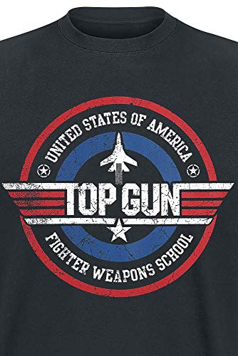 Top Gun Fighter Weapons School Hombre Camiseta Negro M, 100% algodón, Regular