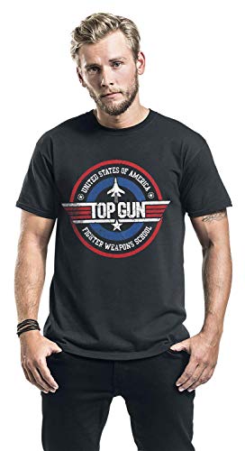 Top Gun Fighter Weapons School Hombre Camiseta Negro M, 100% algodón, Regular