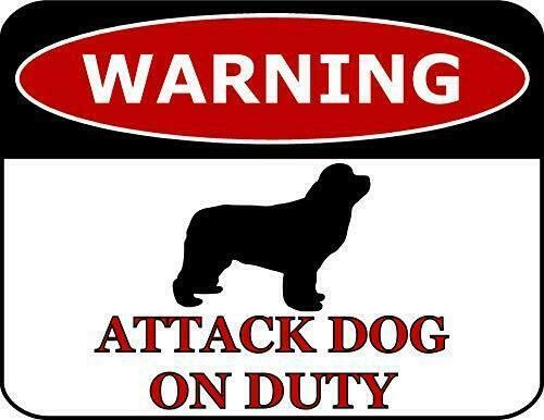 Top Shelf Novelties Warning Newfoundland Attack Dog On Duty Dog Sign SP503