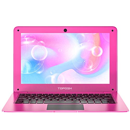 TOPOSH PC Ordenador Portátil 10,1" Windows 10 2GB RAM 32GB ROM eMMC Atom X5-Z8350 1,92 GHz Quad-Core Vitesse CPU 1,92 GHz WiFi, USB 2.0, con Teclado QWERTY US， Bluetooth 4.0 HDMI– Rosa