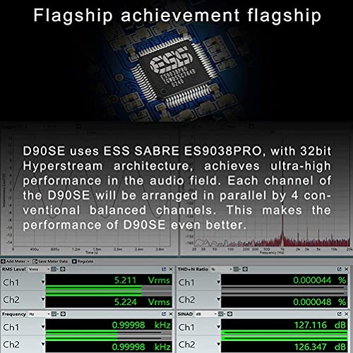 TOPPING D90SE MQA DAC ES9038PRO DSD1024 PCM32bit/768kHz DAC Decodificador equilibrado USB/COAX/OPT/AES/IIS Escritorio Bluetooth5.0 Audio DAC (negro)