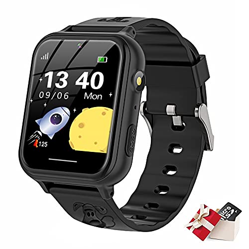 TORRYZA Reloj Inteligente Telefono para niños, Smartwatch para Niños Pantalla Táctil con Música,10 Juegos,Llamada SOS,Cámara,Linterna,smartwatch niños Regalo (Negro)