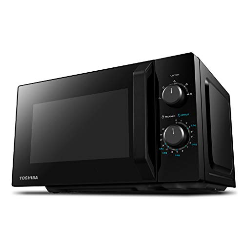 Toshiba MW2-MM20P(BK) - Microondas microondas, 20 l, 800 W, 5 niveles de potencia con práctica función de descongelación, iluminación LED interna/Negro