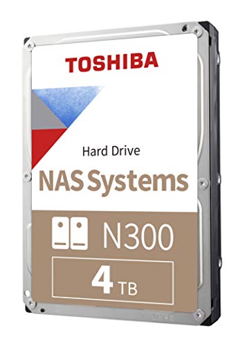 Toshiba N300 4 TB NAS 3.5'' SATA Disco Duro Interno, Funcionamiento 24/7, óptimo para NAS de 1 a 8 Compartimentos, búfer de 256 MB, Carga de Trabajo de 180 TB/año, Plata