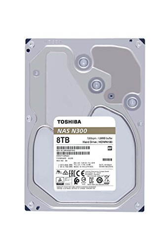 Toshiba N300 8 TB NAS 3.5'' SATA Disco Duro Interno, Funcionamiento 24/7, óptimo para NAS de 1 a 8 Compartimentos, búfer de 256 MB, Carga de Trabajo de 180 TB/año, Plata
