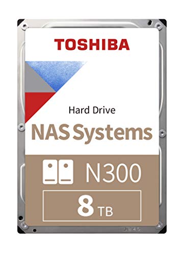 Toshiba N300 8 TB NAS 3.5'' SATA Disco Duro Interno, Funcionamiento 24/7, óptimo para NAS de 1 a 8 Compartimentos, búfer de 256 MB, Carga de Trabajo de 180 TB/año, Plata