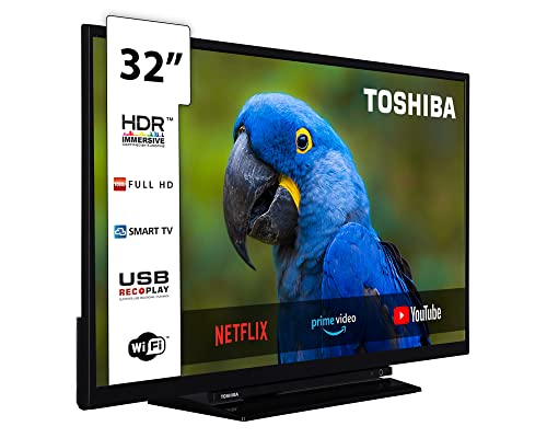 Toshiba TV 32L3163DG Smart TV de 32", con Resolución Full HD (1920 x 1080), HDR, Compatible con Asistente de Voz Alexa