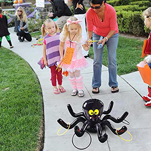 TOSISZ Juego de Juego de Lanzamiento de Anillos de arañas inflables de Halloween con 4 Anillos para Fiesta de Halloween Suministros para Fiestas en la Piscina Decoración de Vacaciones-predeterminado
