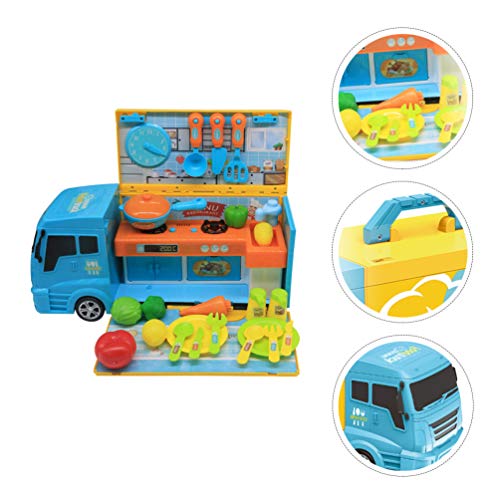 TOYANDONA 1 Juego de Camión de Comida de Juguete Camión de Cocina Realista Juego de Simulación Coche de Cocina Juguete Educativo Juego de Cocina