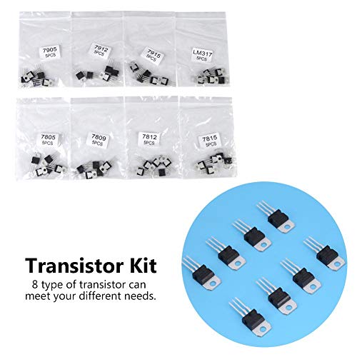 Transistor de regulador de voltaje de transistores surtidos 40 piezas 8 tipos de transistores electrónicos Juego de surtido de transistores para el hogar y la industria para bricolaje