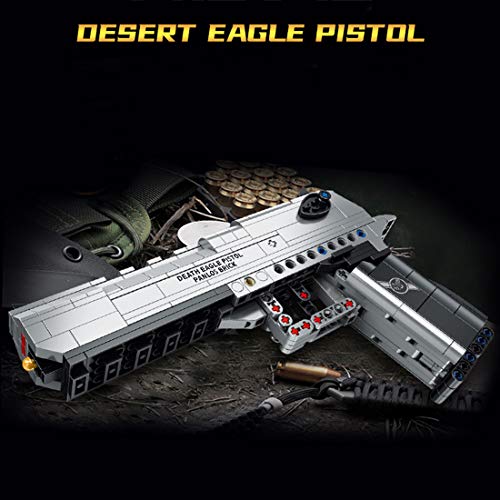 TRCS Juego de 360 piezas de construcción de pistolas Desert Eagle, juguete de simulación militar con función de disparo, bloques de construcción compatibles con Lego